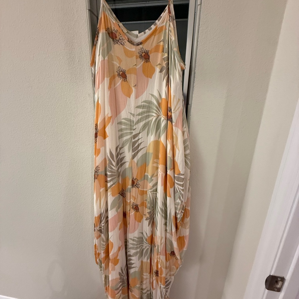 Floral Maxi Dress in Orange and Cream